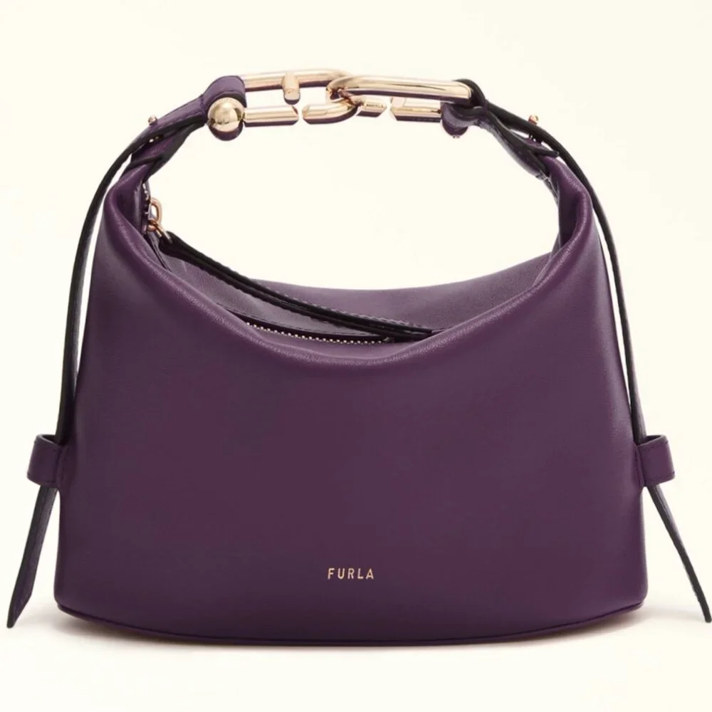 Furla Nuvola Mini Ametista Purple Leather Hobo Shoulder Bag